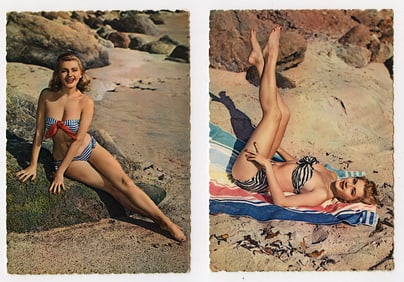 Vintage Set 2 Pin Up Sexy Girl Models Postcards