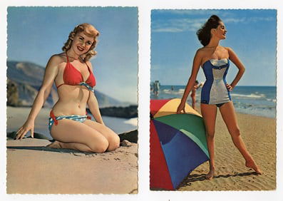 Vintage Set 2 Pin Up Sexy Girl Models Postcards