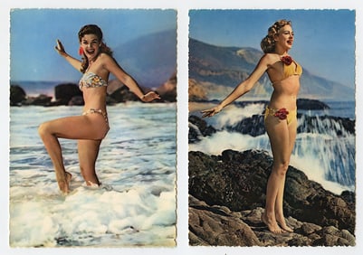 Vintage Set 2 Pin Up Sexy Girl Models Postcards