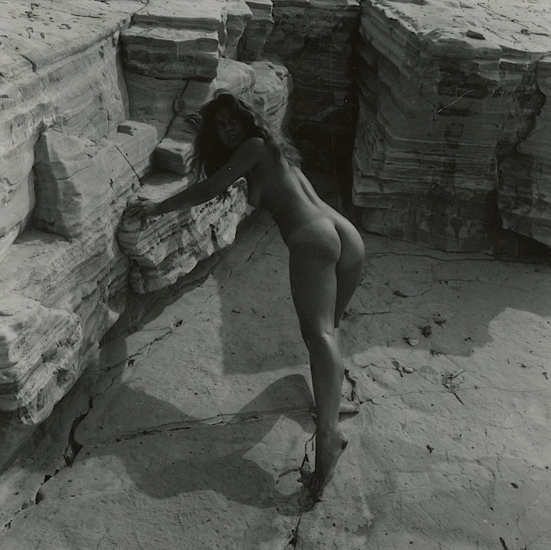 ANDRÉ DE DIENES Vintage Photo 1950s-1960s Nude Study: The provenance of this photo is from the archives of notable photographer André de Dienes.The dimensions are Approx. 2.75" x 2.75" (small variances can occur). This black and white gelatin photo was 