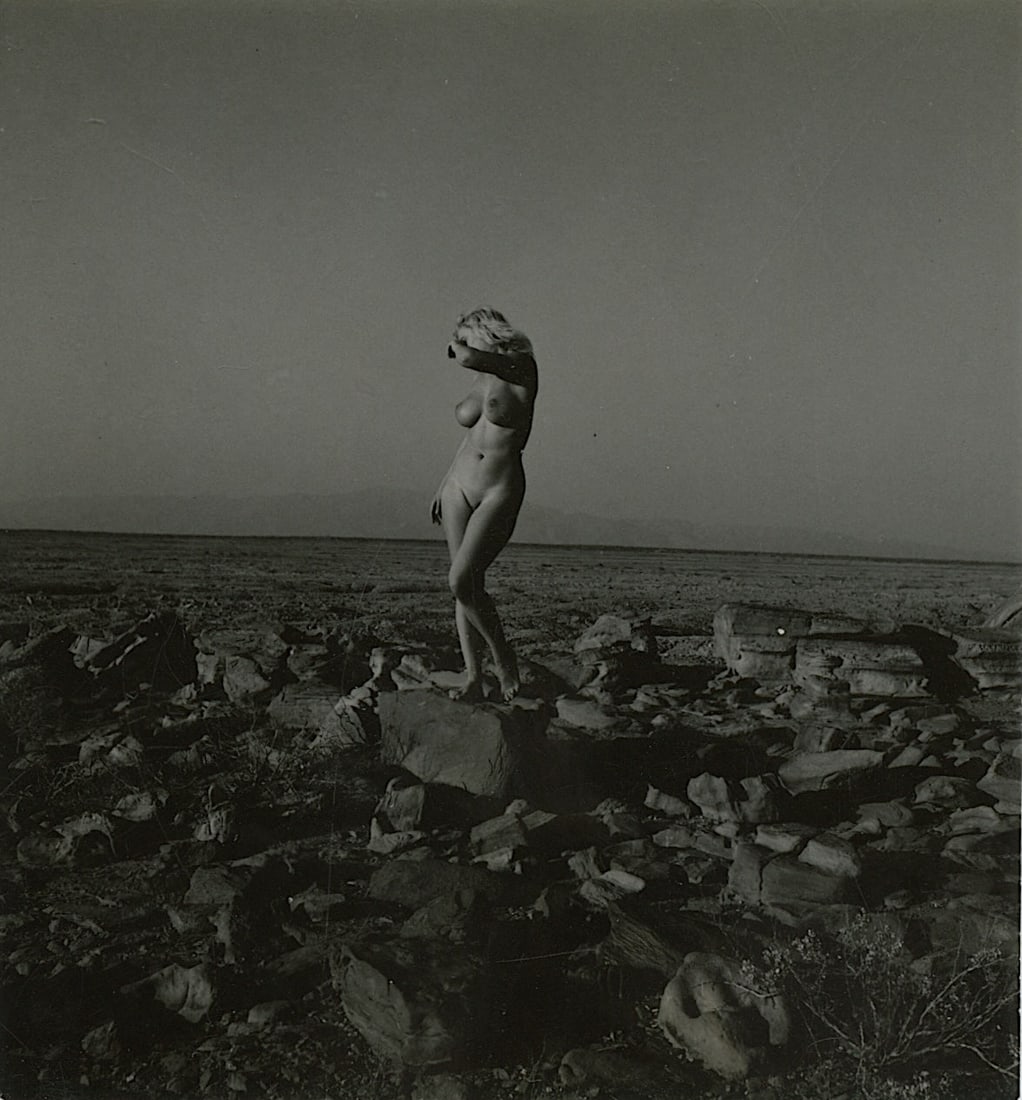 ANDRÉ DE DIENES Vintage Photo 1950s-1960s Nude Study: The provenance of this photo is from the archives of notable photographer André de Dienes.The dimensions are Approx. 2.75" x 2.75" (small variances can occur). This black and white gelatin photo was 