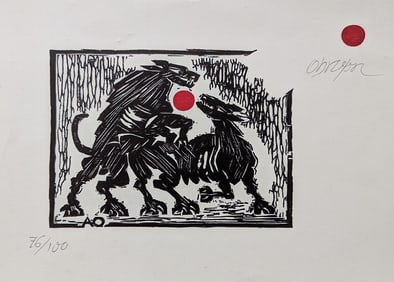 Alejandro Obregón. [Perros ladrandole a la luna]  1960s L. Ed. 76/100