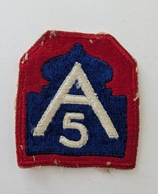 Original American Military Patch WW2 5th Army A-5