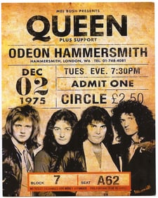 1975 Queen Memorabilia Concert Poster Cardstock