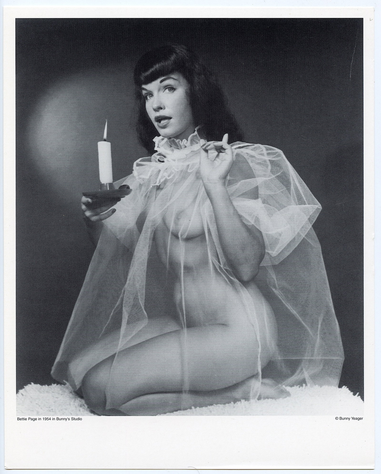 BUNNY YEAGER Vintage Pin Up Litho Model BETTIE PAGE: This lot is coming from Bunny Yeager's estate/archives. Linnea Eleanor "Bunny" Yeager (March 13, 1929 - May 24, 2014) was an American photographer and pin-up model. She met Bettie Page in 1954, and to
