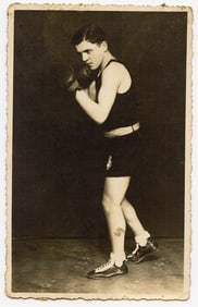 Vintage Real Photo Postcard withYoung Boxer
