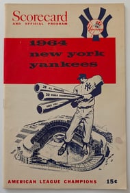 1964 MLB Baseball Program Cleveland Indians at New York Yankees