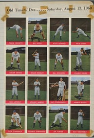 Old Timers' Day 1960 New York Yankees Stamp Sheet & Multi Sign