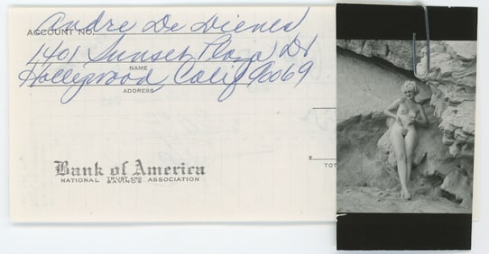 Vintage ANDRÉ DE DIENES Hand Signed Bank Deposit & Photo