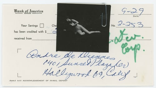 Vintage ANDRÉ DE DIENES Hand Signed Bank Deposit & Photo