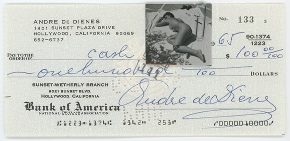 Vintage ANDRÉ DE DIENES Hand Signed Check & Photo