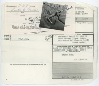 Vintage ANDRÉ DE DIENES Hand Signed Bank Deposit & Photo