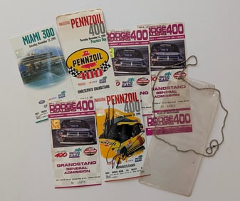 Set PENNZOIL Signed Auto Admission Grandstand Tickets Holder NASCAR