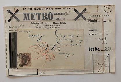 19th C. Rare US Thomas Jefferson Stamp Cover from METRO Auction Sale