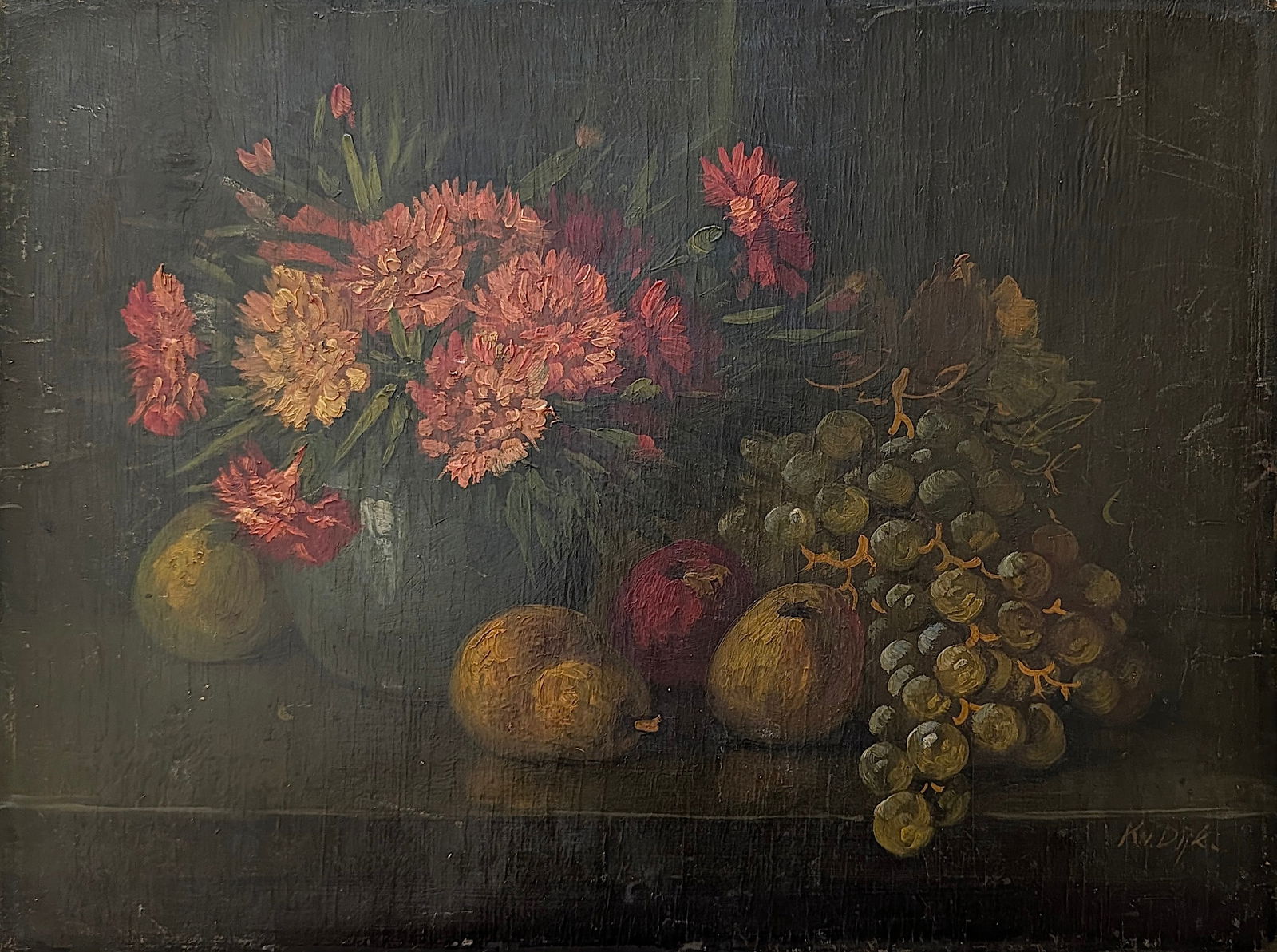 Antique Oil on Wood Panel Still Life Flowers KLAAS HENDRIK van DIJK (1 of 5)