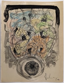Vintage Abstract / Surrealism Like DALI Drawing Art  Signed / 1976