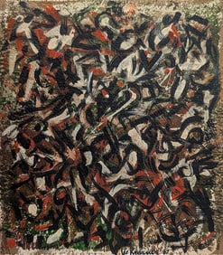 Abstract Expressionism Oil on Card Signed LEE KRASNER ' 67 (After)