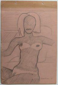 Vintage Hand Painted Drawing Pop Art Signed WESSELMANN (after)