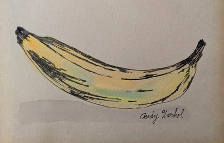 Original Watercolor Drawing on Paper Signed ANDY WARHOL (after)