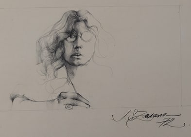 Original Modern Pencil Drawing Hand Signed 1972