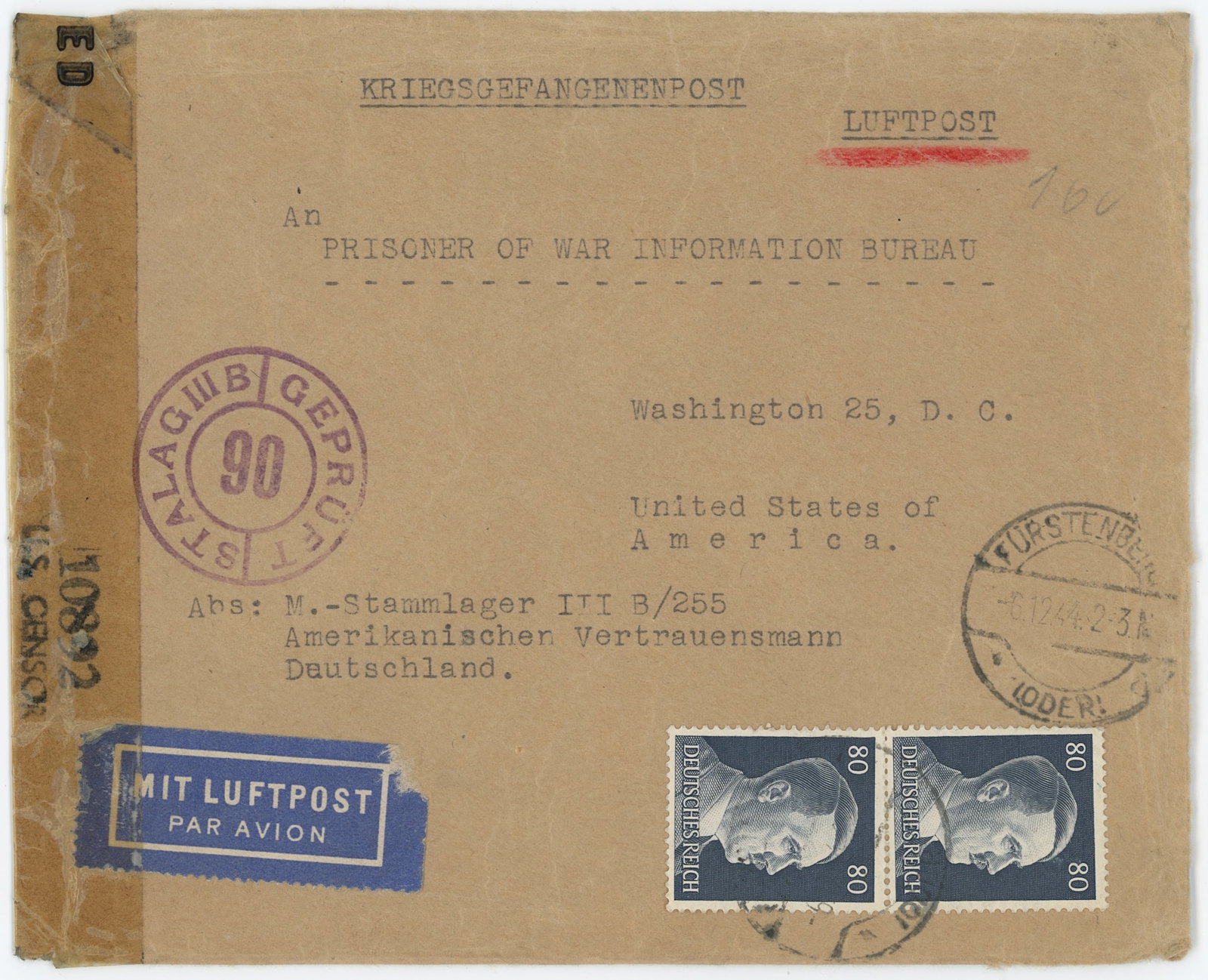 WW2 Ca. 1940s German Prisoner of War POW-Mail: The provenance is from a deceased collector in Palm Beach. We have included quality images to show it's actual condition. This lot is located in Boca Raton, Fl and its shipment will be made directly b