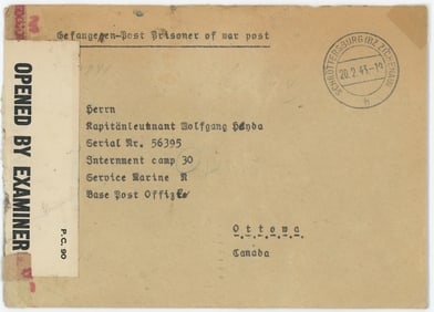 WW2 Ca. 1940s German Prisoner of War POW-Mail