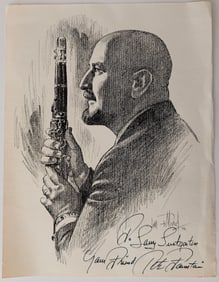 Pete Fountain Inscribed Sketch Signed by Jim Polland Pete Fountain