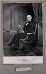 Antique Portrait Engraving of MILLARD FILLMORE Incl. Autograph