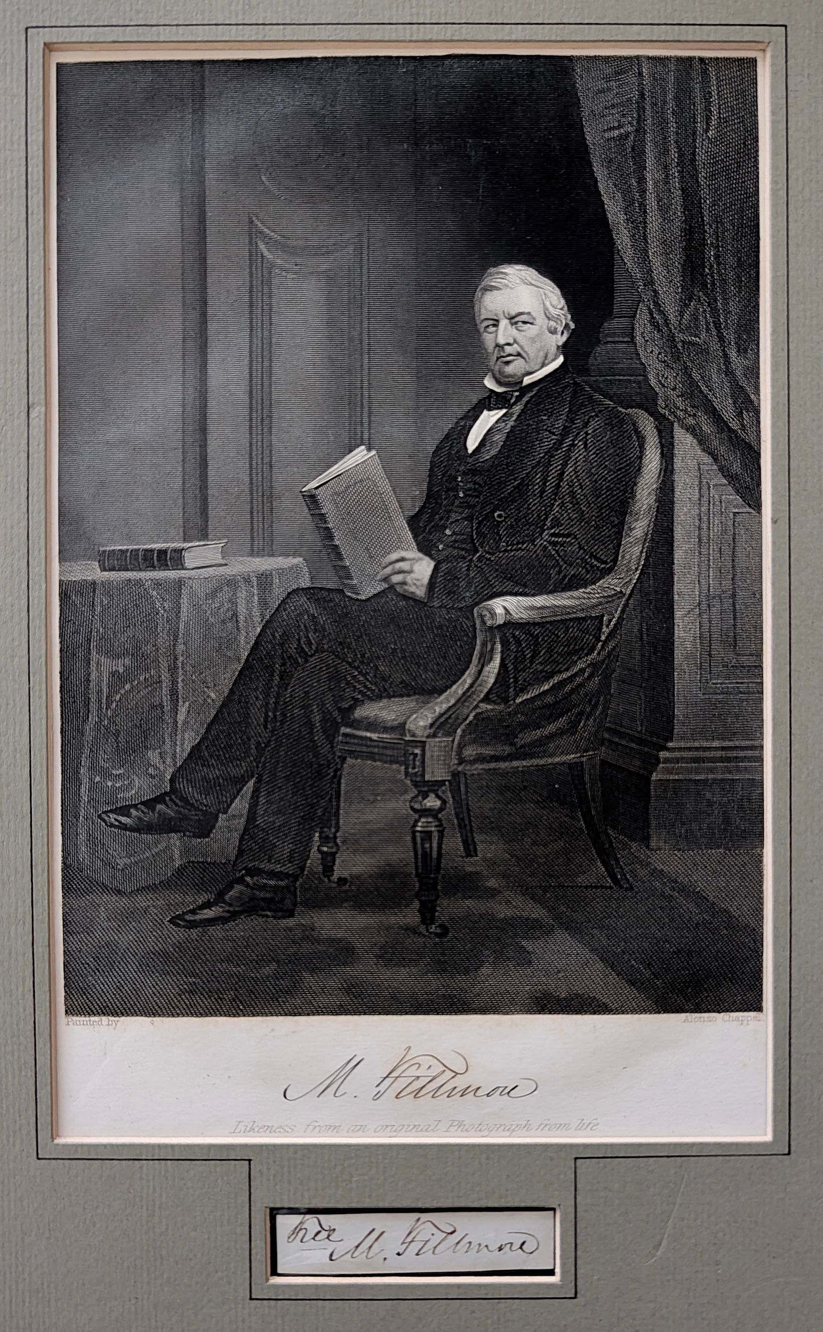 Antique Portrait Engraving of MILLARD FILLMORE Incl. Autograph (1 of 5)