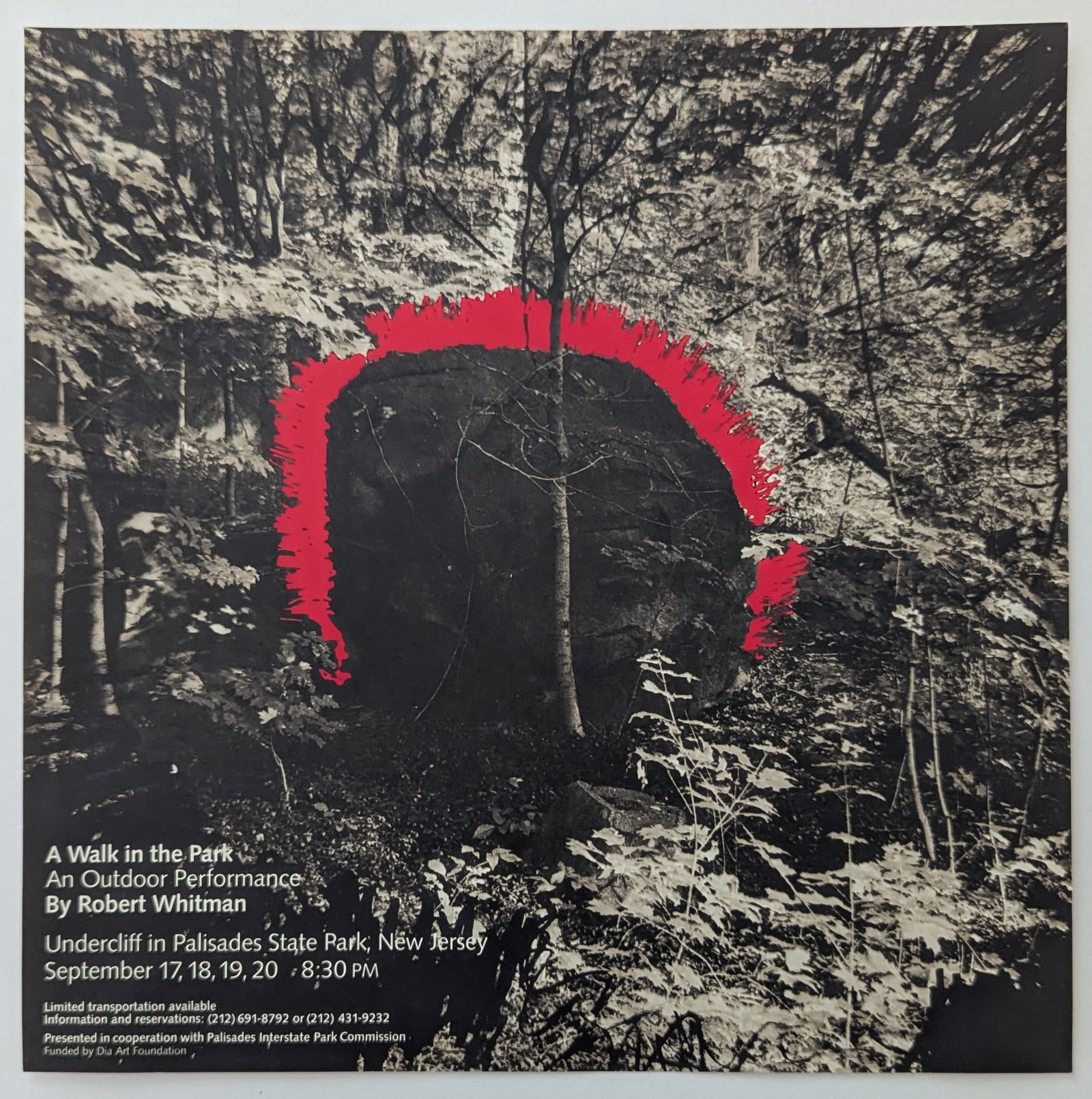 Robert Whitman A Walk in the Park, An Outdoor Performance, 1981: The dimensions are Approx. 10" x 10". The provenance of this lot is from the estate of a deceased formal art collector/curator in Miami, FL. We have included quality images to show it's actual conditi