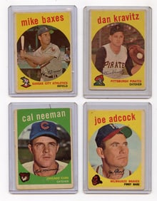 Vintage 1959 Set with 4  Topps Baseball Cards