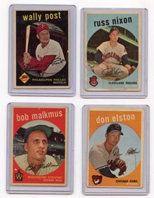 Vintage 1959 Set with 4  Topps Baseball Cards