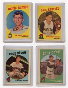 Vintage 1959 Set with 4  Topps Baseball Cards