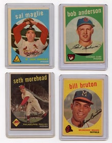Vintage 1959 Set with 4  Topps Baseball Cards