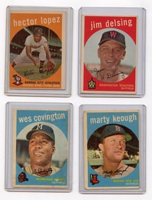 Vintage 1959 Set with 4  Topps Baseball Cards