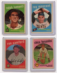 Vintage 1959 Set with 4  Topps Baseball Cards