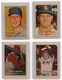 Vintage 1957 Set with 4  Topps Baseball Cards