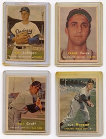 Vintage 1957 Set with 4  Topps Baseball Cards