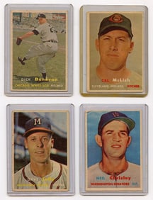 Vintage 1957 Set with 4  Topps Baseball Cards