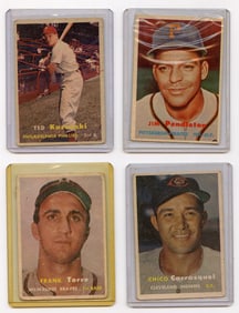 Vintage 1957 Set with 4  Topps Baseball Cards