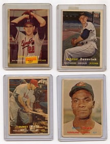 Vintage 1957 Set with 4  Topps Baseball Cards