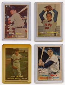 Vintage 1957 Set with 4  Topps Baseball Cards