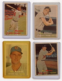 Vintage 1957 Set with 4  Topps Baseball Cards