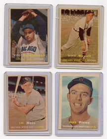 Vintage 1957 Set with 4  Topps Baseball Cards