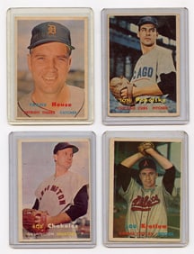 Vintage 1957 Set with 4  Topps Baseball Cards