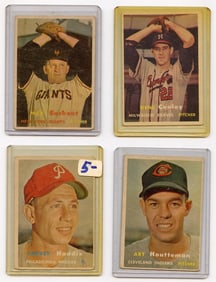 Vintage 1957 Set with 4  Topps Baseball Cards