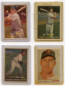 Vintage 1957 Set with 4  Topps Baseball Cards