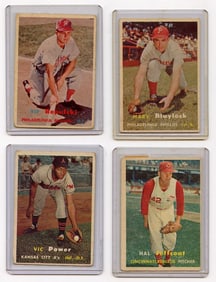 Vintage 1957 Set with 4  Topps Baseball Cards