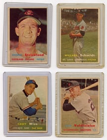Vintage 1957 Set with 4  Topps Baseball Cards