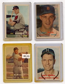 Vintage 1957 Set with 4  Topps Baseball Cards